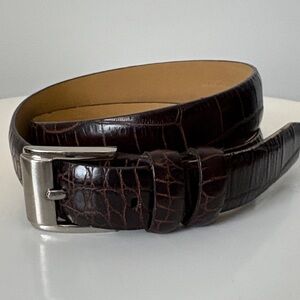Liz Claiborne Top Grain Cowhide Croc-Embossed Belt